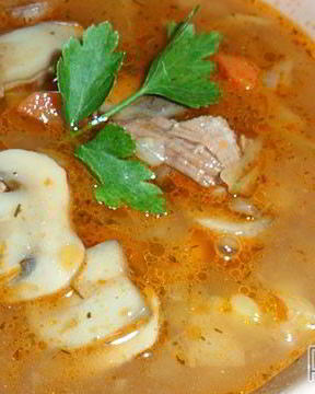 Суп-солянка с грибами и капустой