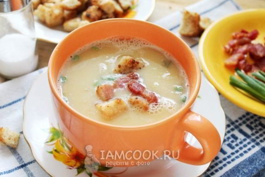 Рецепт горохового супа-пюре с варено-копченой грудинкой