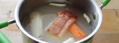 гороховый суп-пюре с варено-копченой грудинкой. Шаг 7