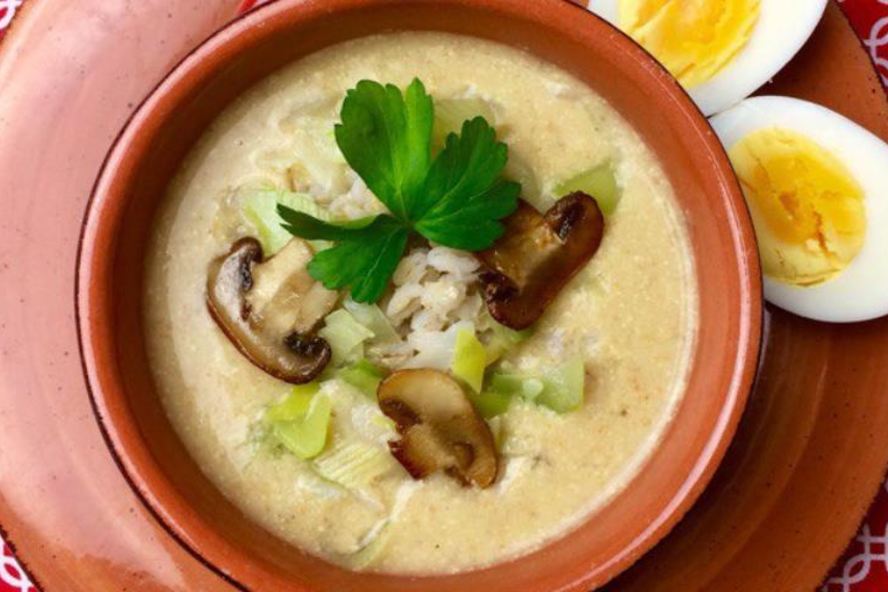 Рецепт овощного перлового супа-пюре с луком-пореем и шампиньонами