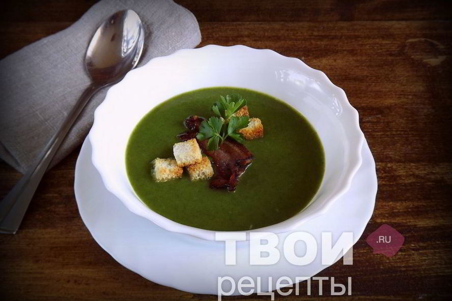 Рецепт шпинатного супа-пюре с грудинкой