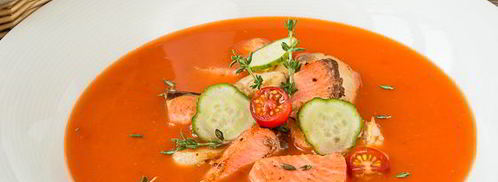 томатный суп-пюре с лососем и треской. Шаг 15