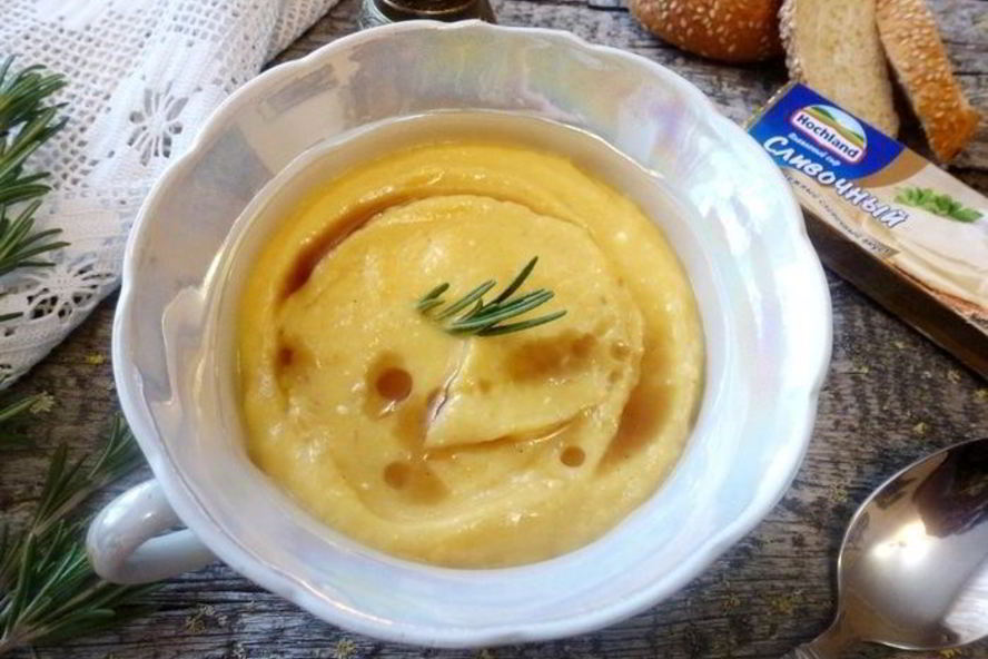 Рецепт тыквенного супа-пюре с чесноком и розмарином