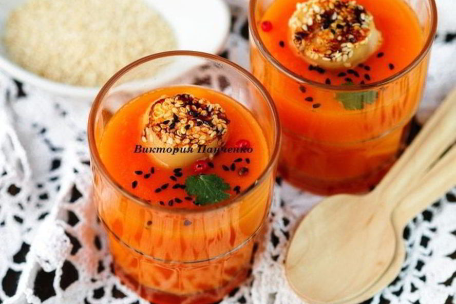 Рецепт тыквенного супа-пюре с морскими гребешками