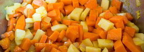 тыквенный суп-пюре с жареным острым фаршем. Шаг 6