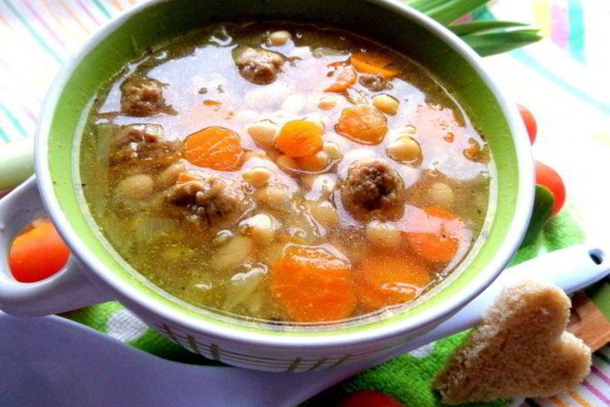 Рецепт супа с фрикадельками и фасолью