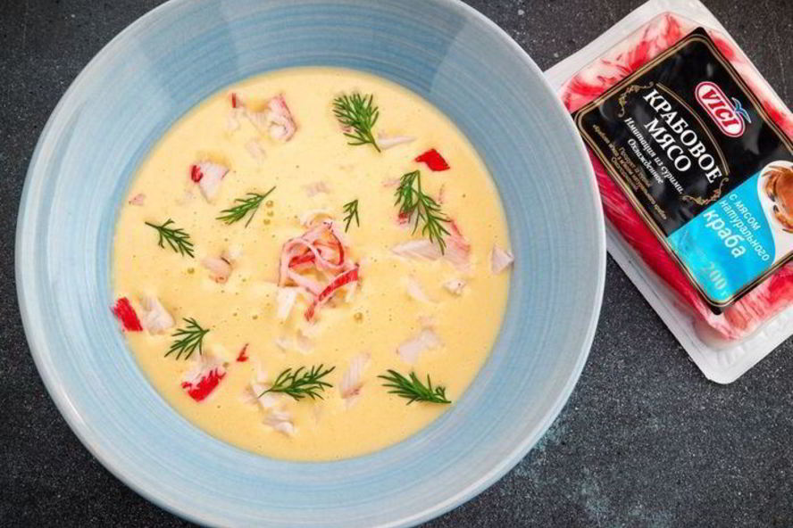 Рецепт сырного крема-супа с крабовым мясом