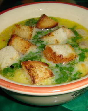 Сырный суп по-французски с крутонами