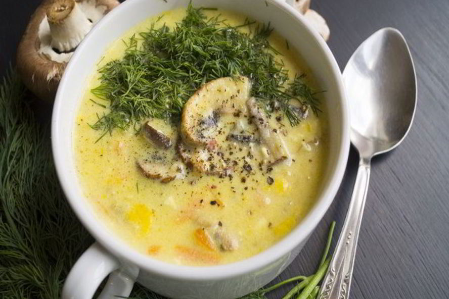 Рецепт сырного супа со свежими грибами