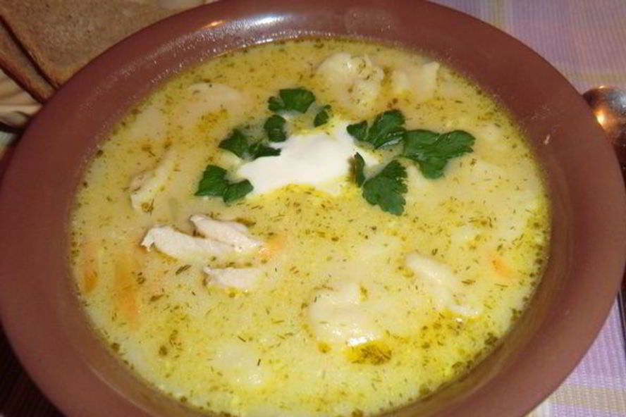Рецепт сырного супчика с курочкой и клецками