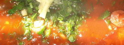 томатный суп с охотничьими колбасками и беконом. Шаг 4