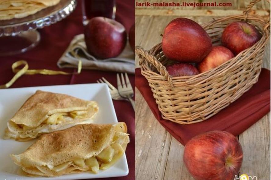 Рецепт блинов с карамельными яблоками