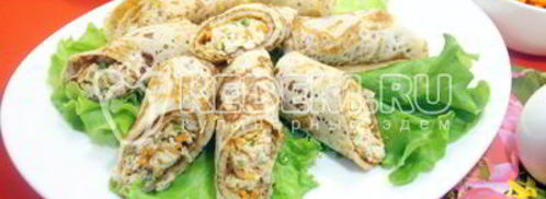 блины с курицей и морковью по-корейски. Шаг 12