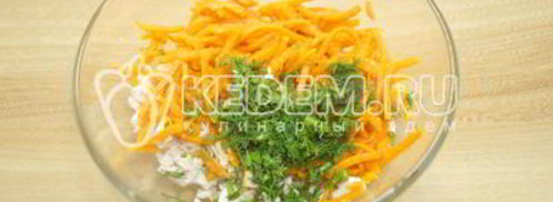 блины с курицей и морковью по-корейски. Шаг 9