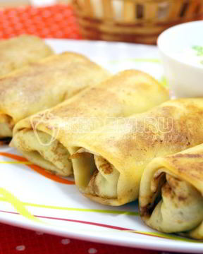 Блины с мясом и грибами