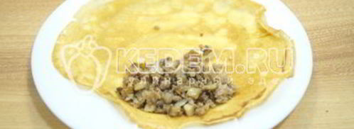 блины с мясом и грибами. Шаг 13