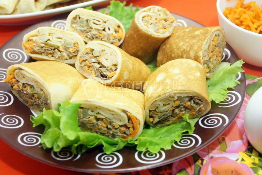 Рецепт блинов с печенью закусочные