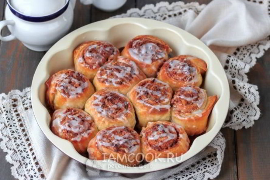 Рецепт булочек с корицей из слоеного теста