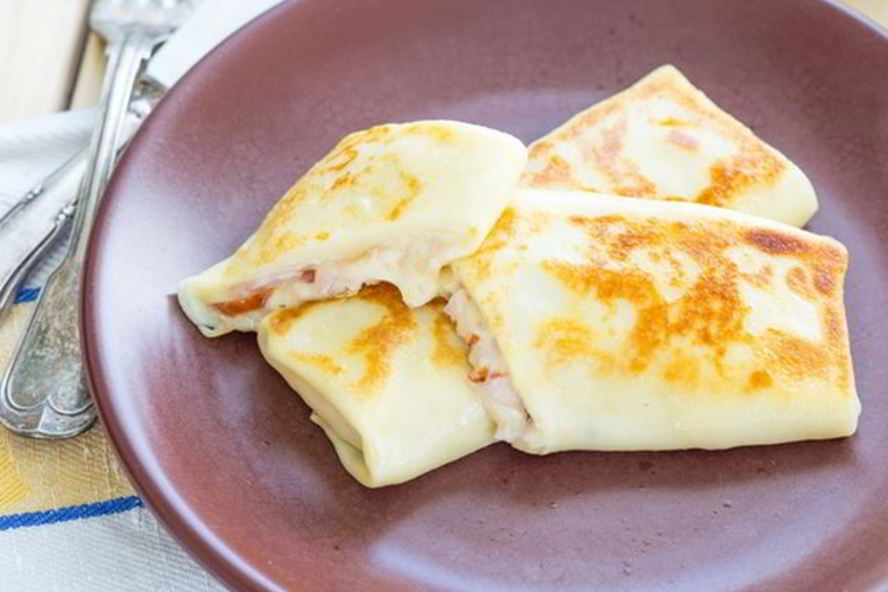 Рецепт конвертиков из блинов с ветчиной