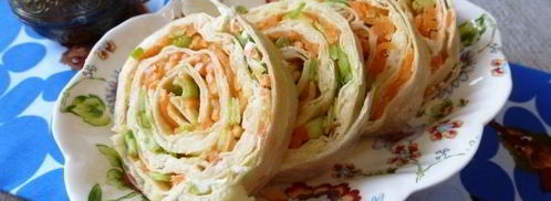 лаваш с корейской морковкой и сыром. Шаг 13