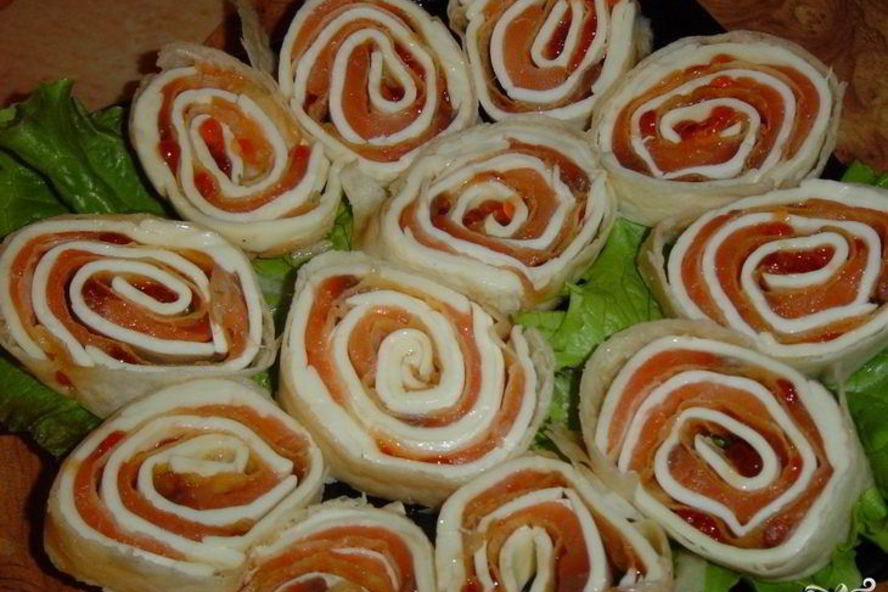 Рецепт рулетов из лаваша с икрой