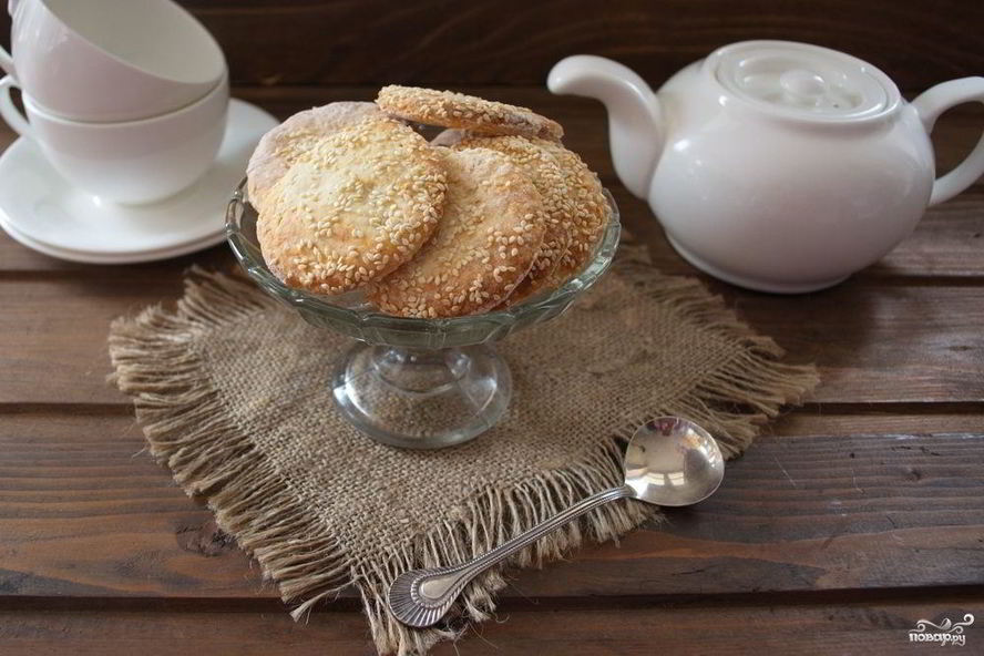 Рецепт печенья на сметане с кунжутом