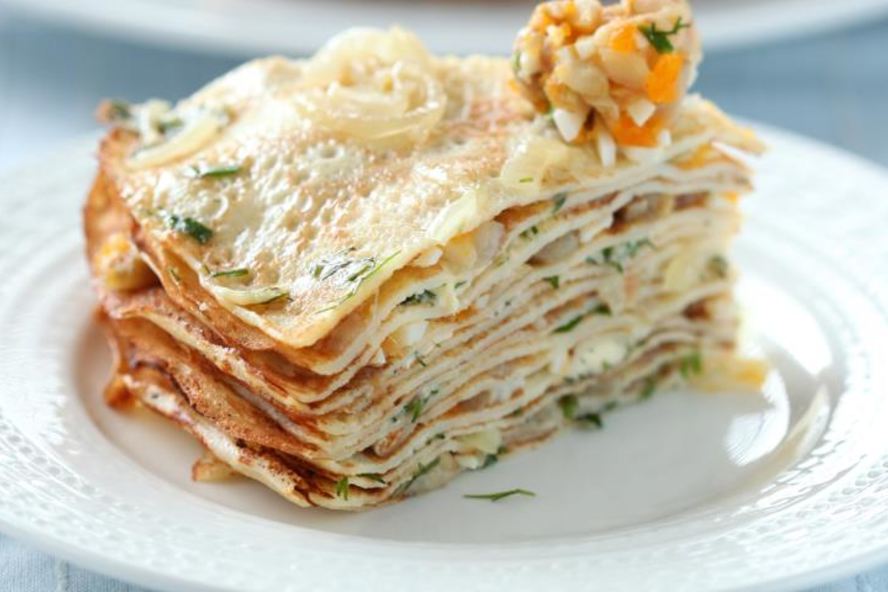 Рецепт блинного пирога закусочного