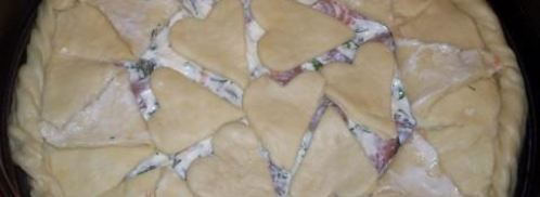 нежный пирог с семгой из творожного теста. Шаг 4