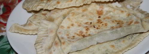 кутабы с креветками, сыром и зеленью. Шаг 9