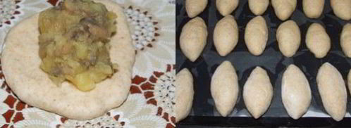 пирожки с грибами и картошкой в духовке. Шаг 5