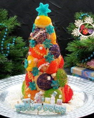 Елочка из пирожных Шу с пломбирным кремом