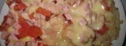 картофельная пицца с колбасой на сковороде. Шаг 9