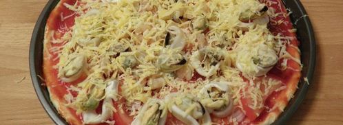 пицца с морепродуктами в духовке. Шаг 12