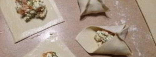 слоеные конвертики с лососем и брынзой. Шаг 7