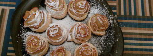 слойки с яблоками розочки. Шаг 7