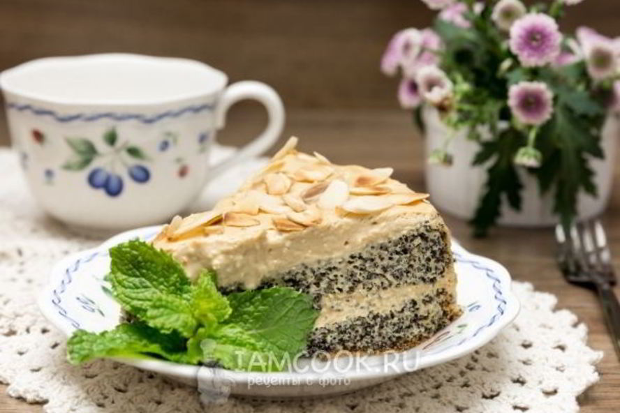 Рецепт макового торта с кремом из вареной сгущенки