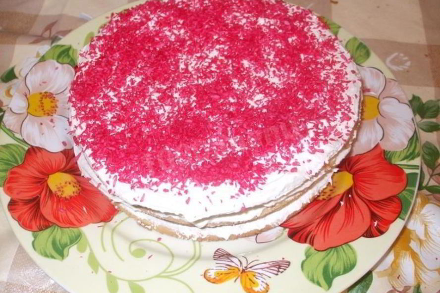 Рецепт торта с масляным кремом с кокосовой стружкой