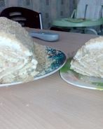 Торт творожный домик из печенья с бананом