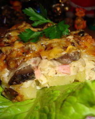 Запеканка Грибы на подушке