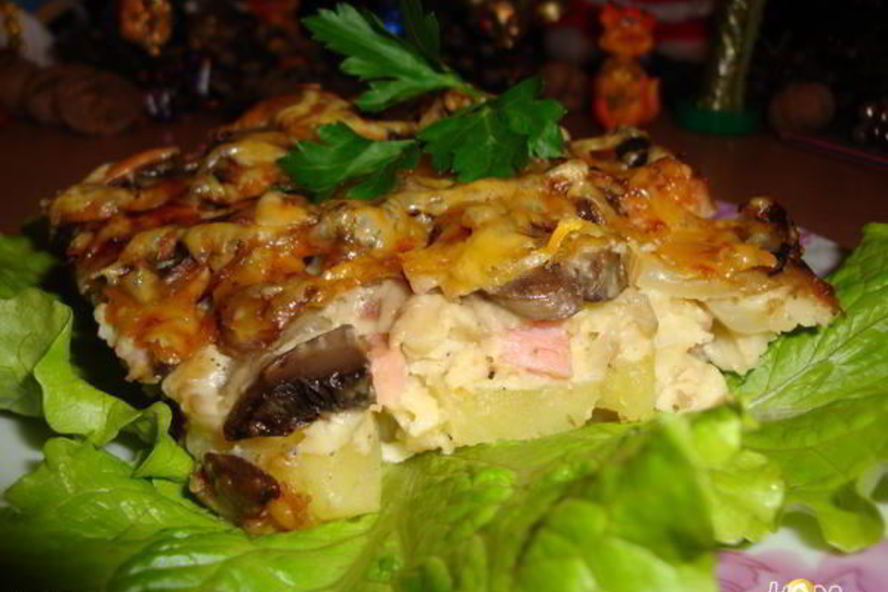 Рецепт запеканки грибы на подушке