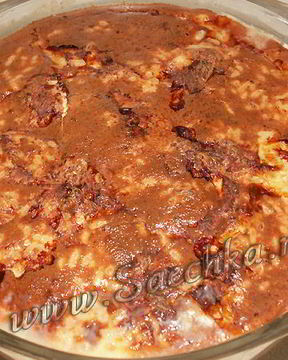 Запеканка из индейки с рисом