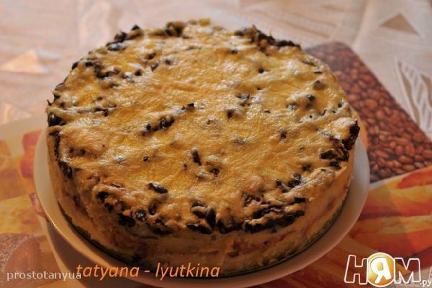 Рецепт запеканки картофельной с грибами и ветчиной