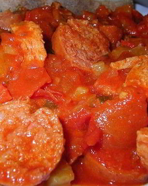 Лечо по-венгерски с копченой колбасой