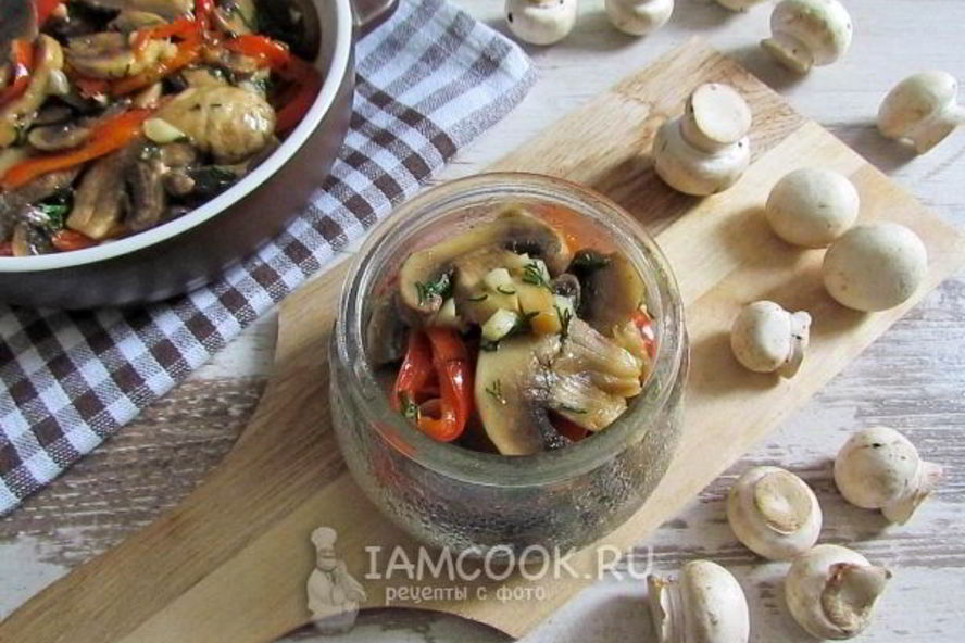 Рецепт маринованных шампиньонов со сладким перцем