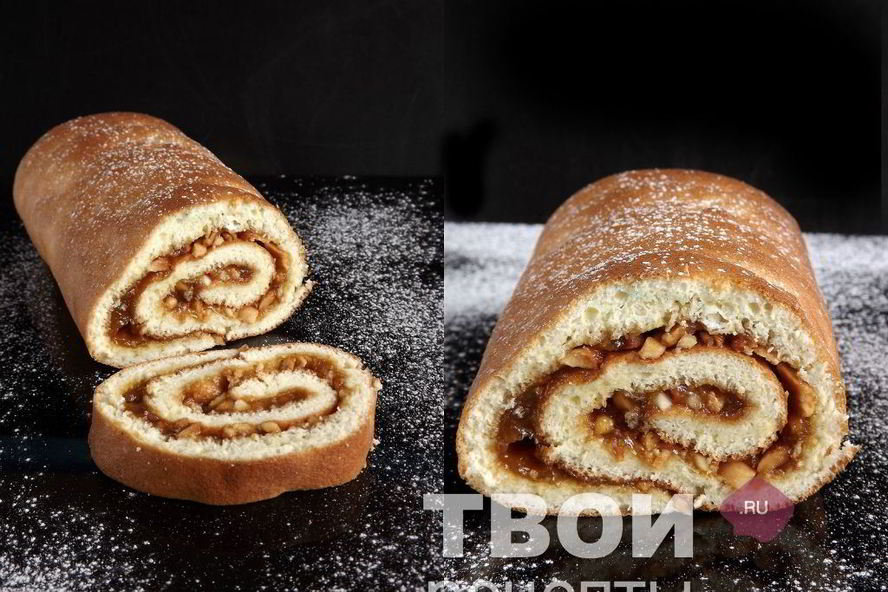 Рецепт рулета с повидлом и арахисом