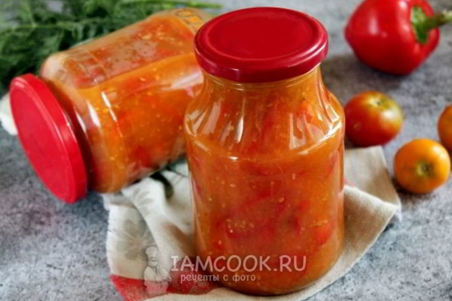 Рецепт сладкого перца в помидорах без масла на зиму