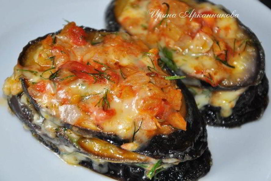 Рецепт баклажанных башенок с овощами