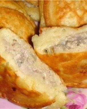 Быстрые ленивые беляши на кефире с фаршем