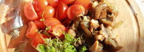 брускетта с грибами и свежими помидорами. Шаг 6