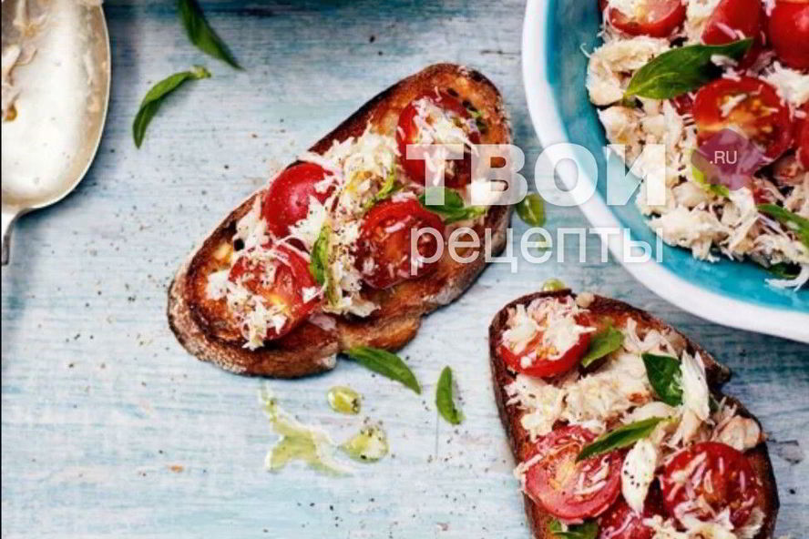 Рецепт брускетты с крабом